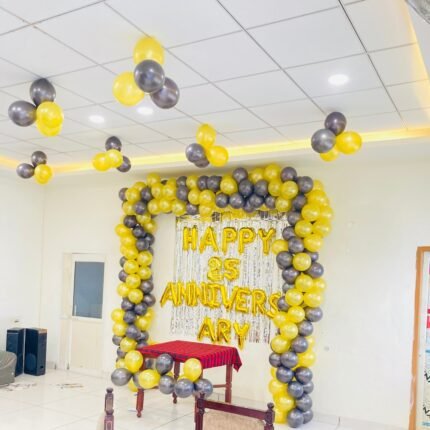 Wedding Anniversary Yellow Black Balloon Decoration