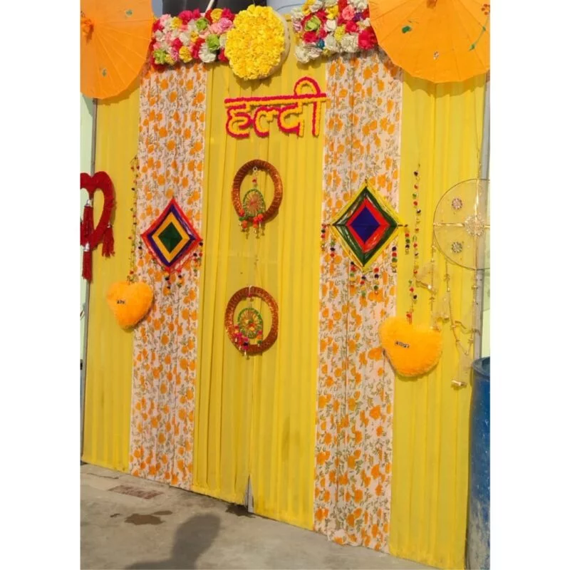 Green Theme Haldi Decoration