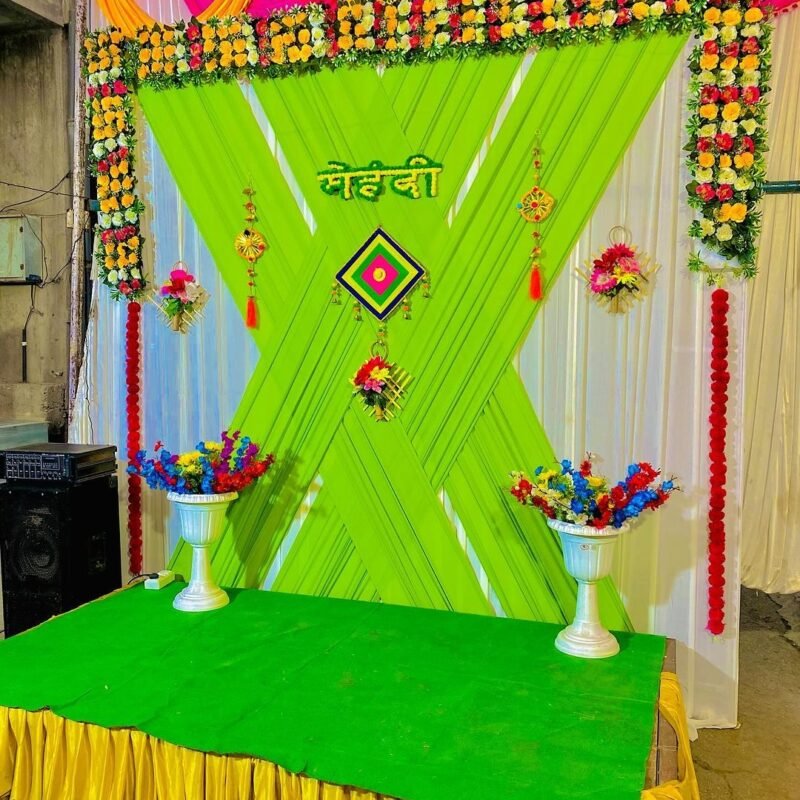 Green Theme Haldi Decoration