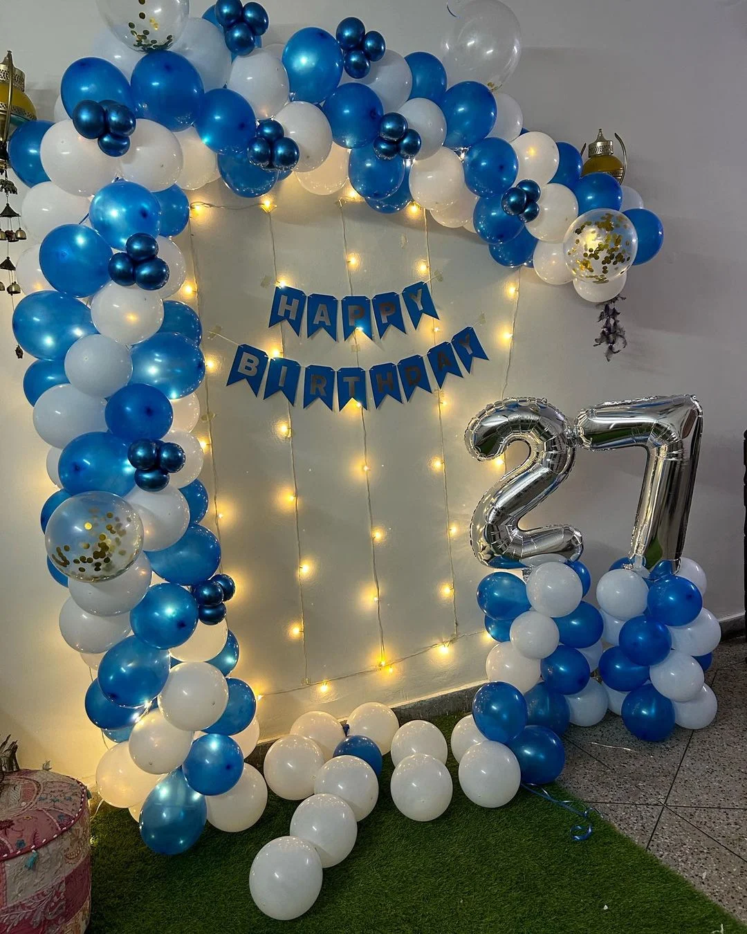 birthday decoration with light and balloon