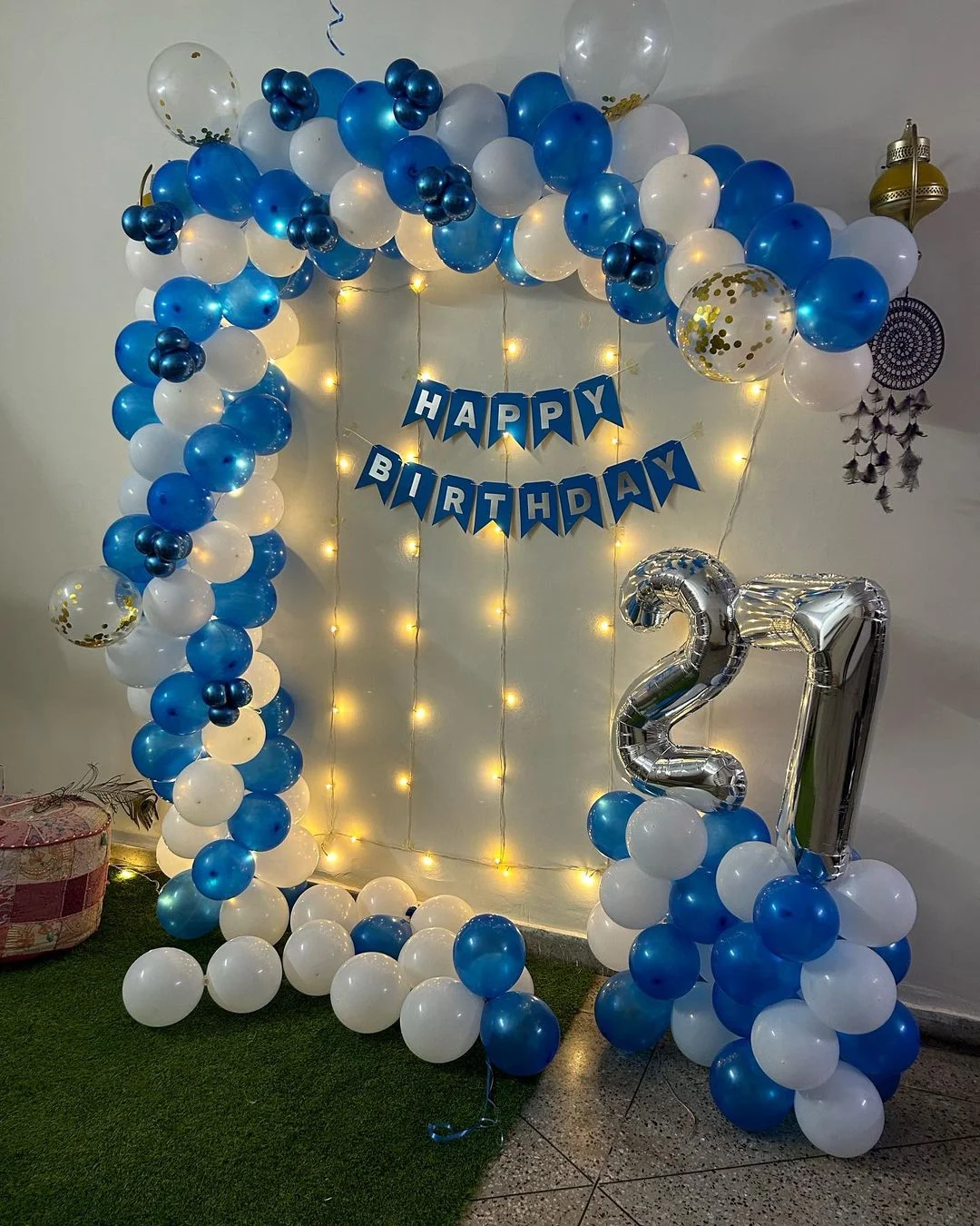 birthday decoration with light and balloon