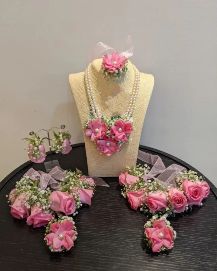 wedding Flower Jewellery with pink rose