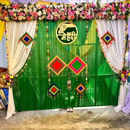 Green Theme Mehndi Decoration