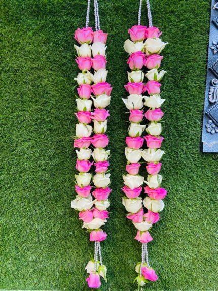 pink and white rose varmala