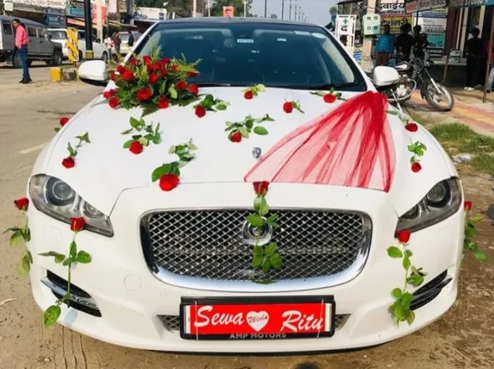 Wedding Car Decoration With Red Roses