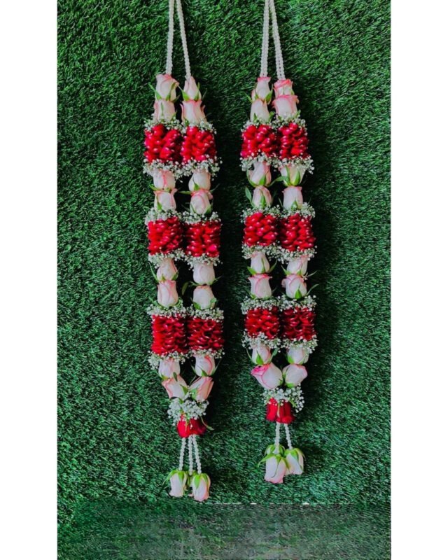 pink and peach roses varmala