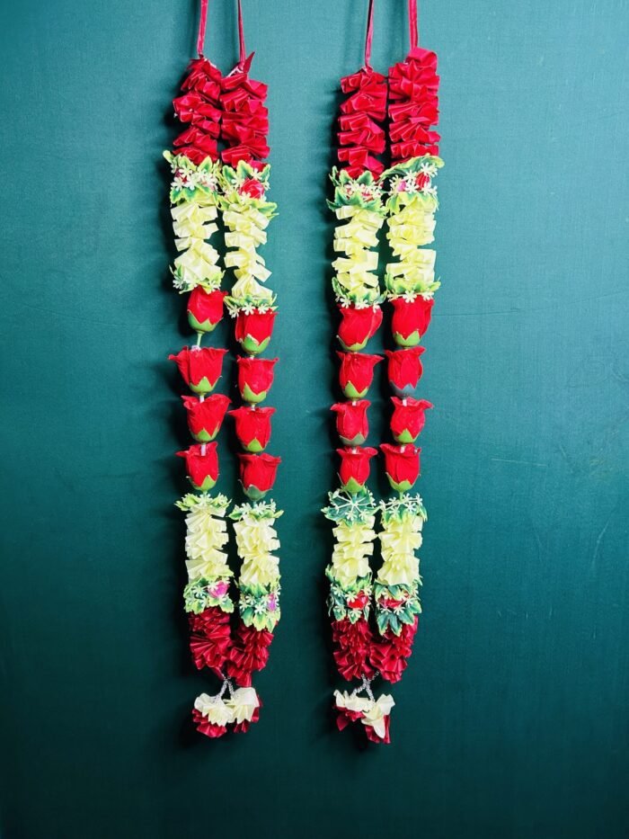 White And Red Rose Garland Artificial Jaimala